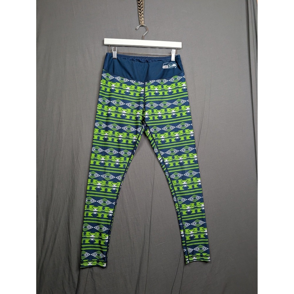 NFL Team Apparel Seattle Seahawks Womens Aztec Geometric Leggings‎ Blue Green M